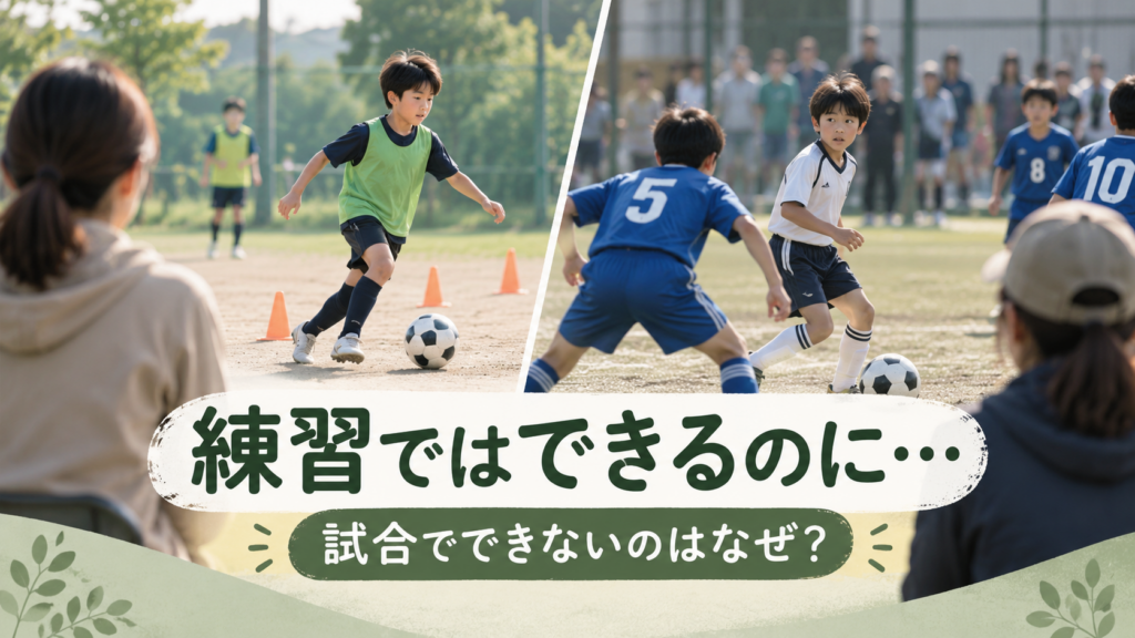 練習と試合で状況が変わる子どもを、少し離れて見守る保護者のアイキャッチ画像